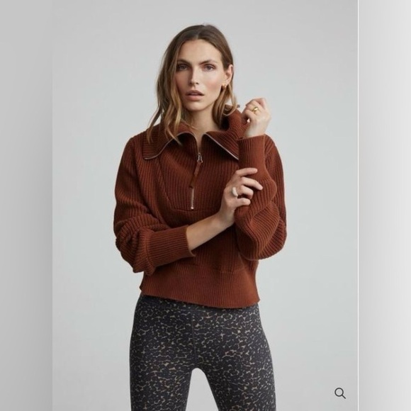 Varley Brown Ribbed Sweatshirt - Picture 3 of 10